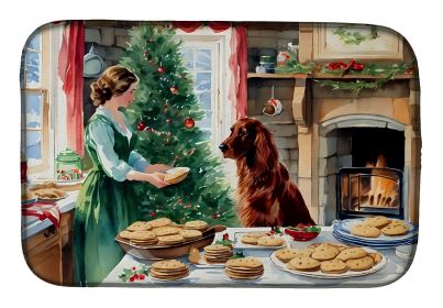 Irish Setter Christmas Cookies Dish Drying Mat Absorbent Dish Drying Mat Pad for Kitchen Counter Dish Drainer Mat for Countertop, 14 x 21", Multi