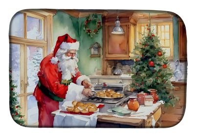 Cookies with Santa Claus Father Christmas Dish Drying Mat Absorbent Dish Drying Mat Pad for Kitchen Counter Dish Drainer Mat for Countertop, 14 x