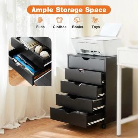 Storage Cabinet Dressers with Wheels Mobile Organizer Drawers for Office, Bedroom, Home (Option: Black/5 Drawers)