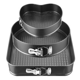Non Stick Springform Cake Pan Leakproof 9in 10in 11in Bakeware Pan With Removable Bottom 3Pcs Per Set (Option: Black)