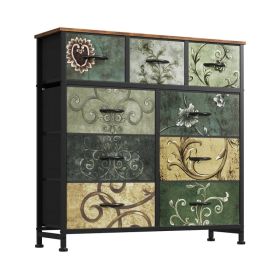 Dresser, Bedside table with a movable fabric box, sturdy steel-framed wooden top organizer furniture (Option: 9BC)