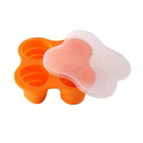 1pc Silicone Storage Folding Ice Sphere Tray Ice Cube Ice Sphere Mold Food Supplement Box With Lid Folding Fruit Snacks Storage Round Ice Sphere (Color: Orange)