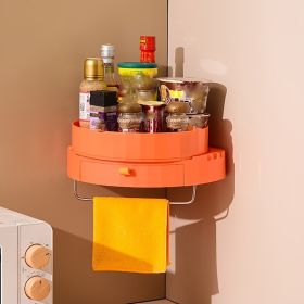 1pc; Kitchen Rotary Shelf; Multifunctional Storage Tray Wall Mount; Spice Storage Holder Dispenser; Punch Free Kitchen Caddy Organizer With Adhes (Color: Red)