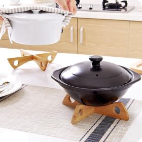 1pc/2pcs Bamboo Cross Pot Bottom Stand; Pot Rack; Heat-Insulation Anti-Scald Cup & Dish Holder; Draining Rack (size: 2pcs)