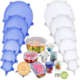 6/12/24PCS BPA-free Silicone Stretch Lids; Food Bowl Covers; Reusable Food Saving Cover; Stretchable Multifunctional Fruit And Vegetable Fresh-ke (Color: 24PCS Blue)