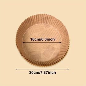 50pcs Air Fryer Disposable Paper Liner; Parchment Paper; Non-stick Disposable Air Fryer Liners; Baking Paper; Oil-proof; Water-proof; Parchment F (Quantity: Printing-50Pcs)