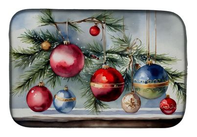 Christmas Ornaments Dish Drying Mat Absorbent Dish Drying Mat Pad for Kitchen Counter Dish Drainer Mat for Countertop, 14 x 21", Multicolor (Default: Default)