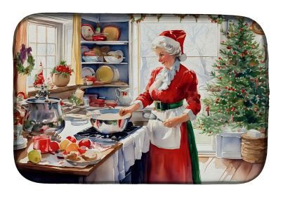 Cookies with Santa Claus Mrs. Claus Dish Drying Mat Absorbent Dish Drying Mat Pad for Kitchen Counter Dish Drainer Mat for Countertop, 14 x 21" (Default: Default)