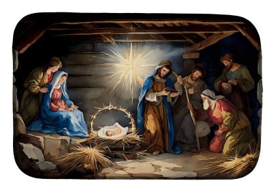 Christmas Nativity Scene Dish Drying Mat Absorbent Dish Drying Mat Pad for Kitchen Counter Dish Drainer Mat for Countertop, 14 x 21", Multicolor (Default: Default)