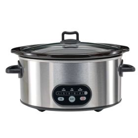 6/8 Quart Slow Cooker with 3 Cooking Settings, Non-Stick Ceramic Inner Pot, Dishwasher-Safe Lid, Multi-Functional Slow Cooker for Soups, Stews, R (Option: Silvery-8L)